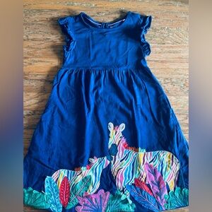 Mini Boden rainbow navy zebra dress girls size 11/12 NWT
